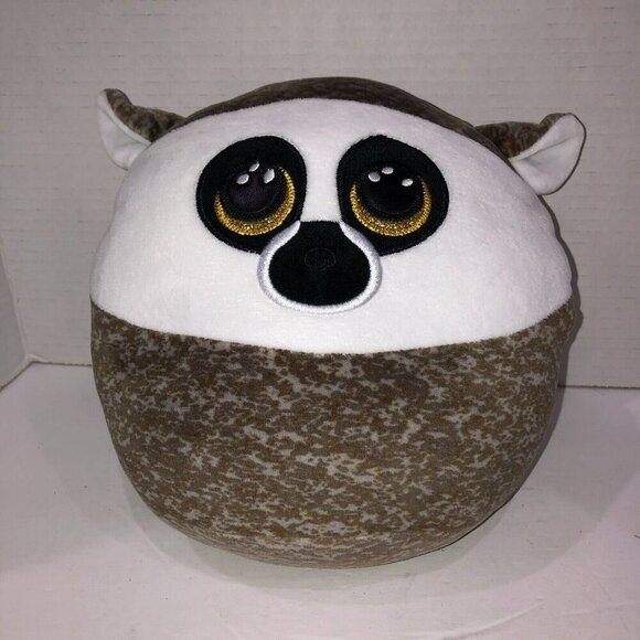 Ty Squish a Boo Linus Lemur Stuffed Toy White Brown Soft Plush Animal 8" - Picture 2 of 7